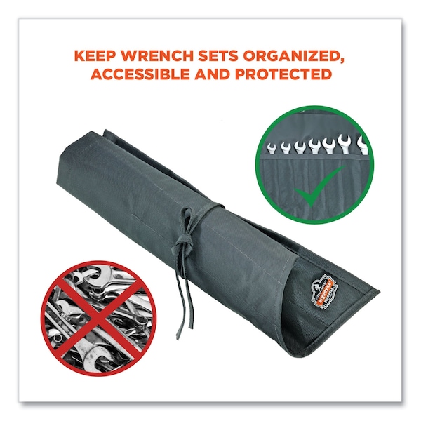 Arsenal 5872 Wrench Roll-Up, 14 Compartments, 26 X 22, Polyester, Gray